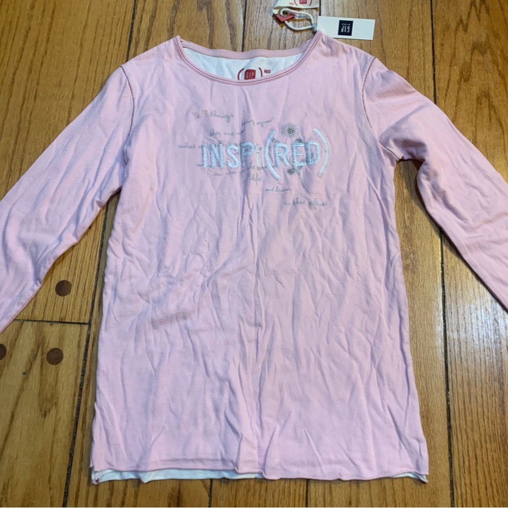 Gap Red Inspi(red)  Long Sleeve Double Lined Shirt Baby Pink Youth Girls XL (12)